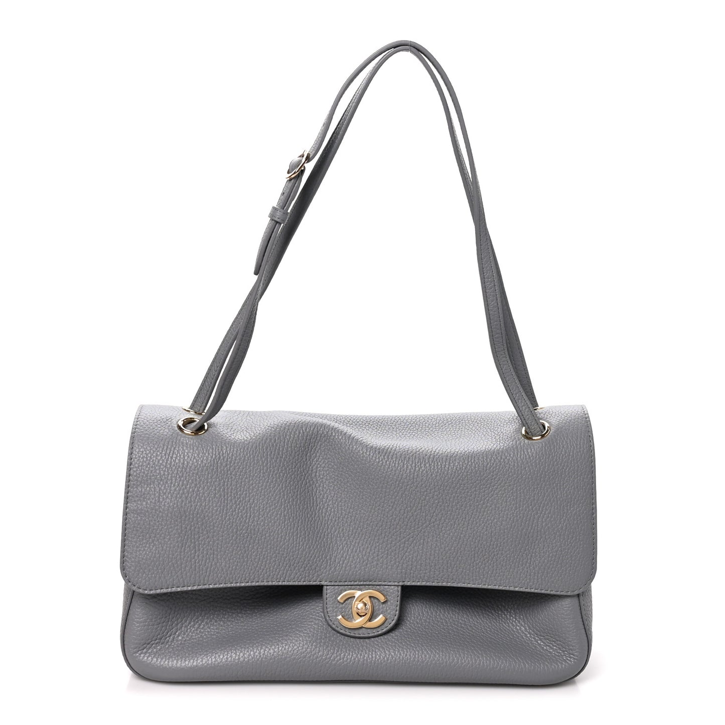 Grained Calfskin Small Souplissimo Maxi Flap Grey