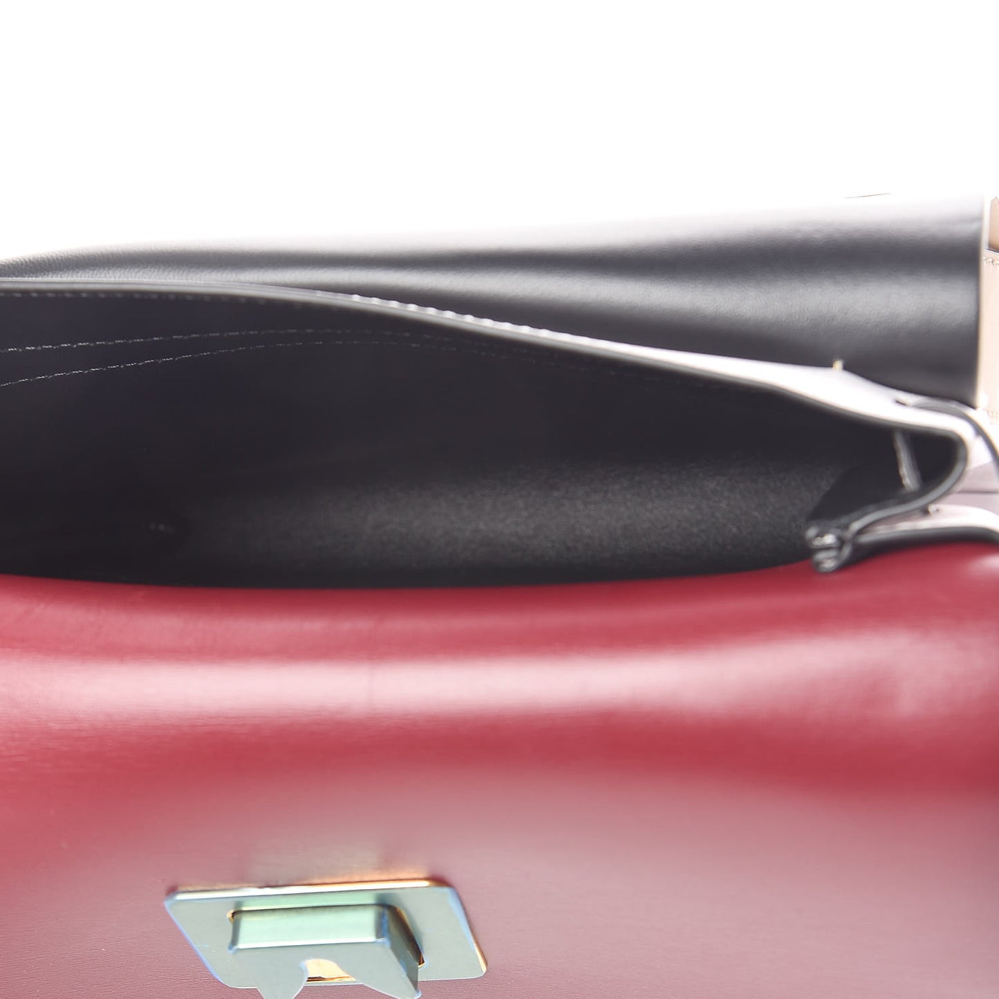 Buffalo Smooth Calfskin Small VRing Shoulder Bag Rose Cannelle White Cerise