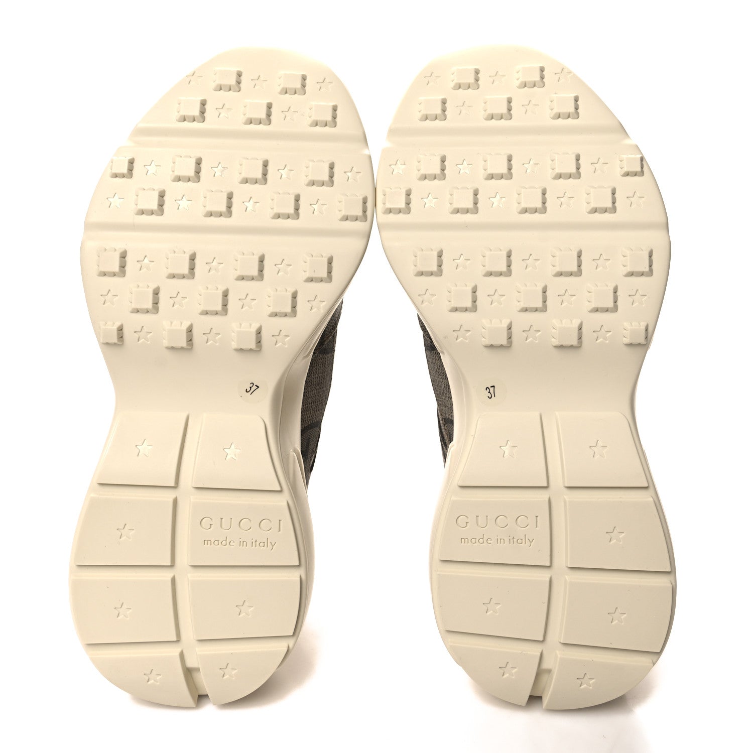 Gucci Maxi GG Supreme Monogram Gucci 100 Womens Rhyton Sneakers 37 Beige Ebony 5 of 9