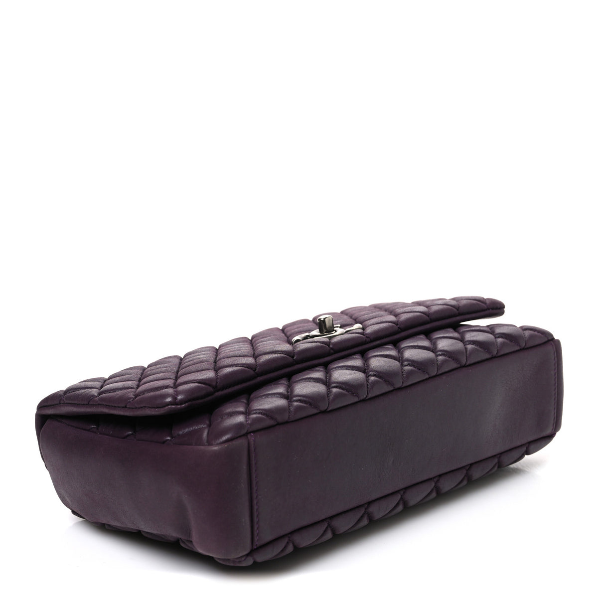 Iridescent Calfskin Small New Bubble Flap Plum