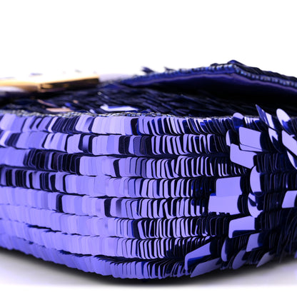 Fendi Sequin Paillettes Shiny Nappa Sex and the City Baguette Viola Purple Rain 10 of 11