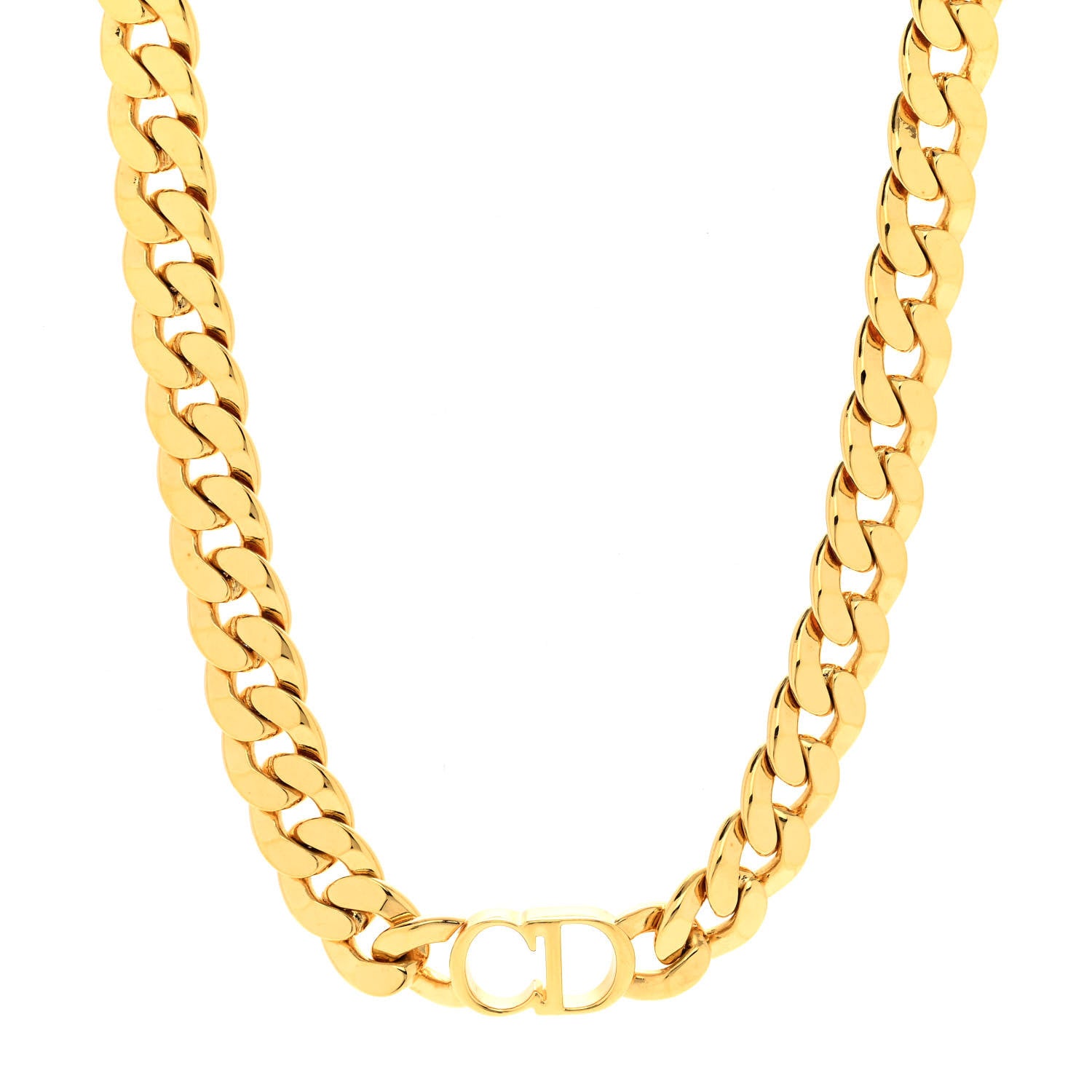 Christian Dior Metal CD Choker Necklace Gold 1 of 5