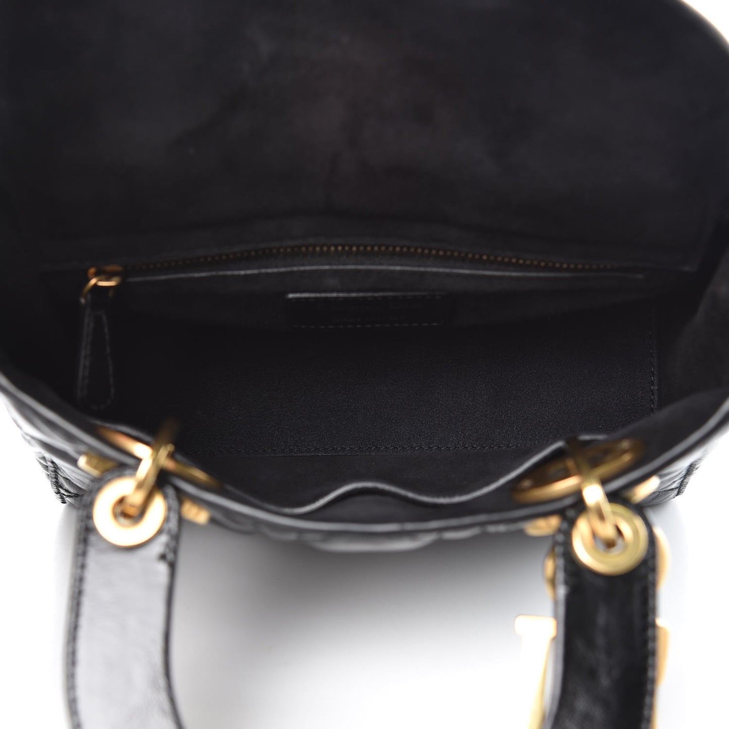 Crinkled Patent Cannage Small Lucky Badges My Lady Dior Black