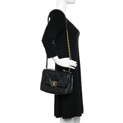 Chanel Lambskin Quilted Medium Chanel 19 Flap Black 2 of 9