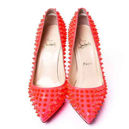 Christian Louboutin Patent Pigalle Plato Spikes 120 Pumps 38 Fluo Rose Paris 5 of 9