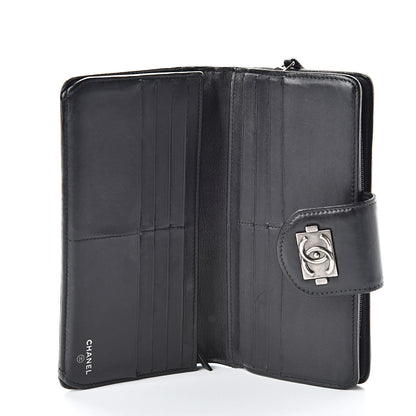 Chanel Lambskin Quilted Boy Zip Pocket Wallet Black 5 of 11