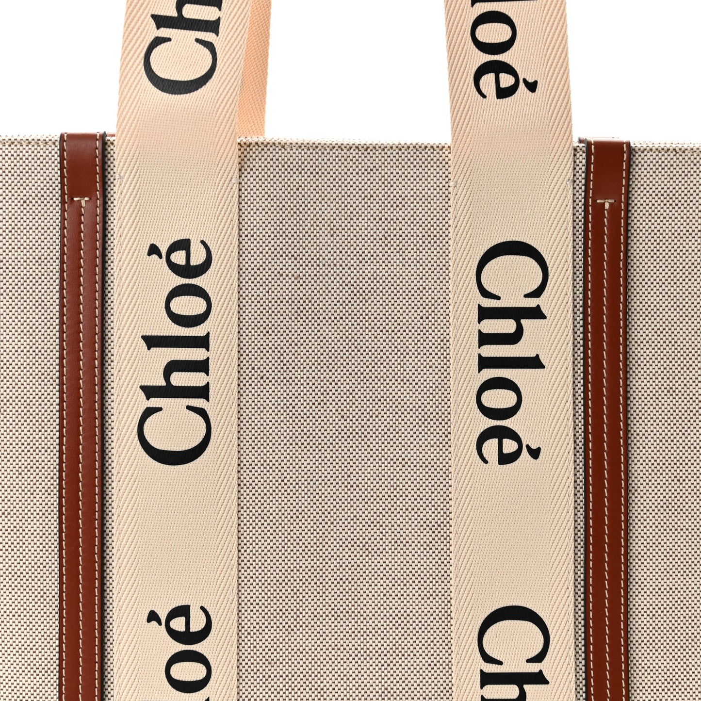 Cotton Calfskin Large Woody Ribbon Tote White Brown