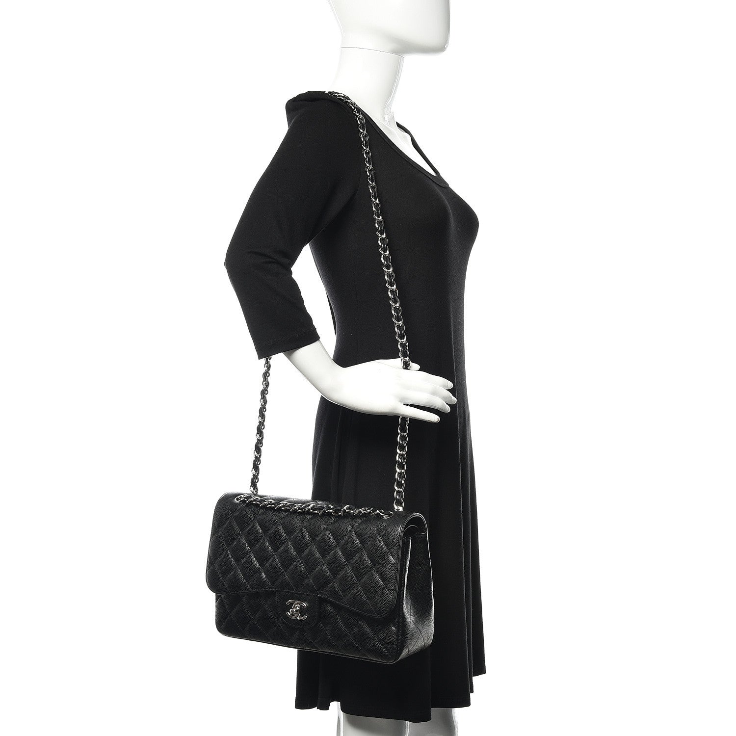 Chanel Caviar Quilted Jumbo Double Flap Black 2 of 12