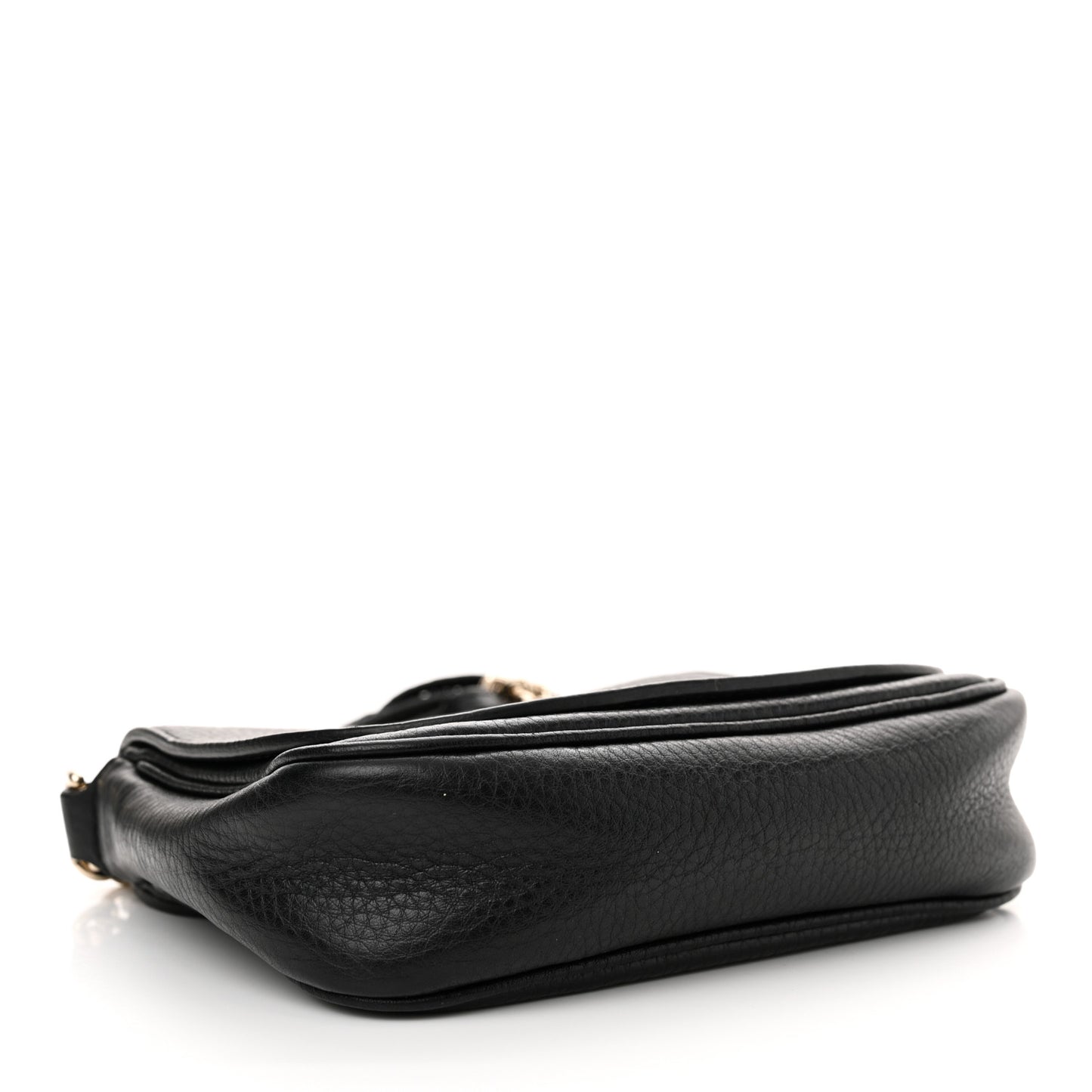 Pebbled Calfskin Small Soho Flap Crossbody Black