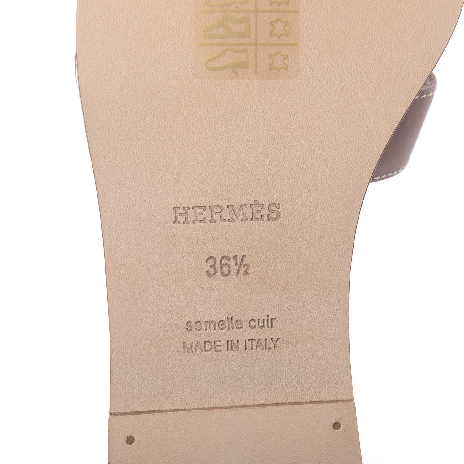 Hermes Box Calfskin Oran Sandals 36.5 Gold 8 of 11