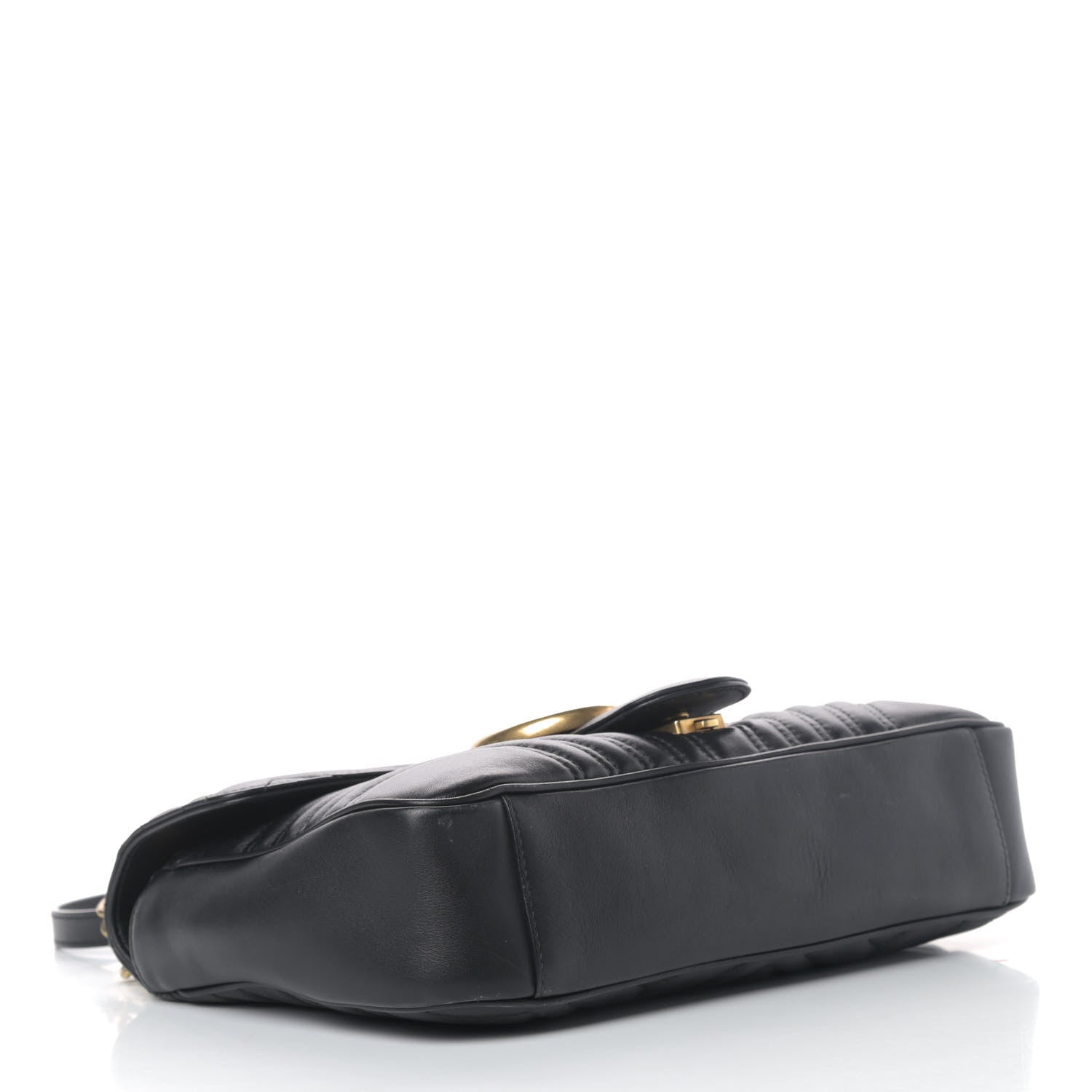 Gucci Calfskin Matelasse Medium GG Marmont Shoulder Bag Black 3 of 10