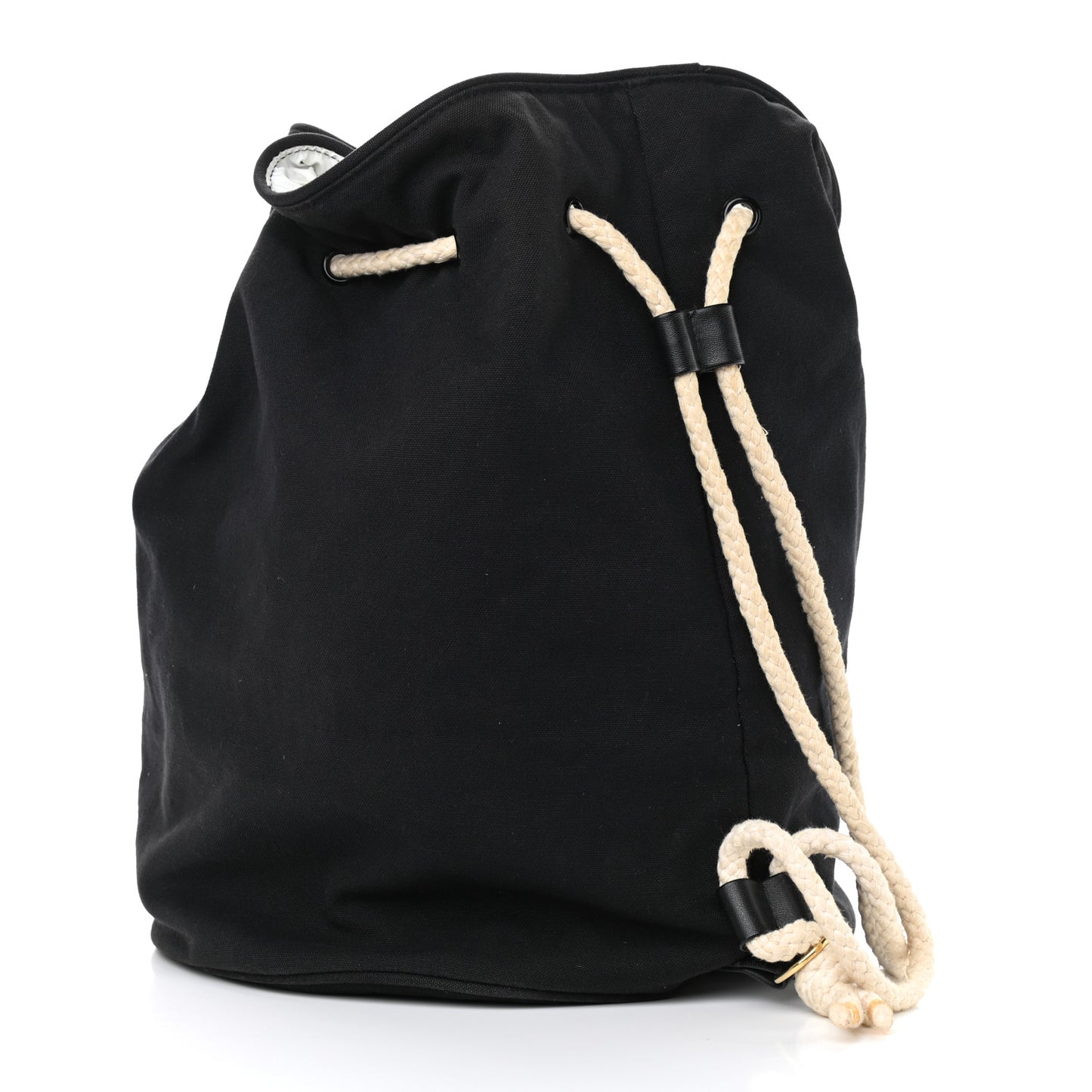 Canvas Drawstring Backpack Black White