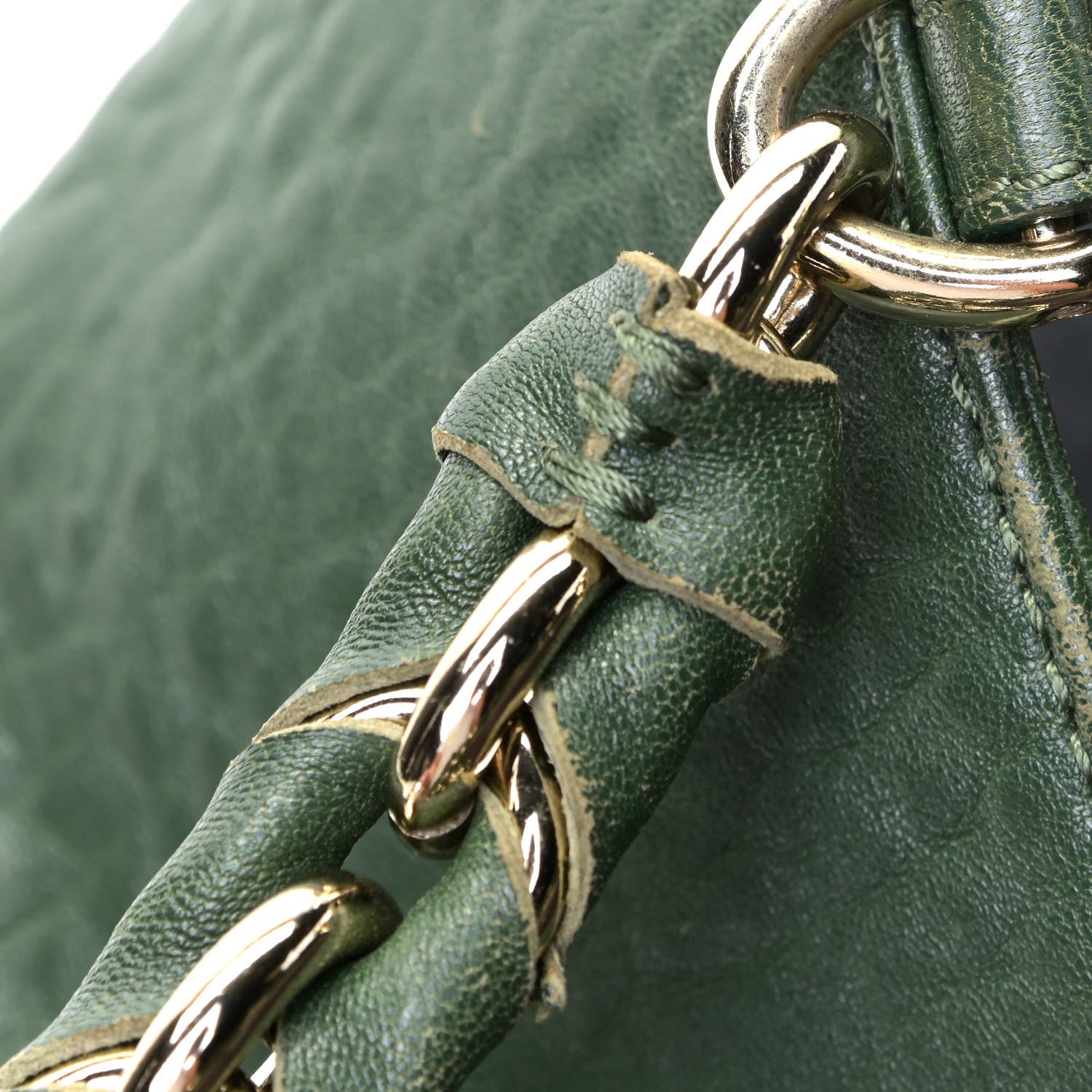 Fendi Crinkled Lambskin Mia Tote Verde Inglese 10 of 11