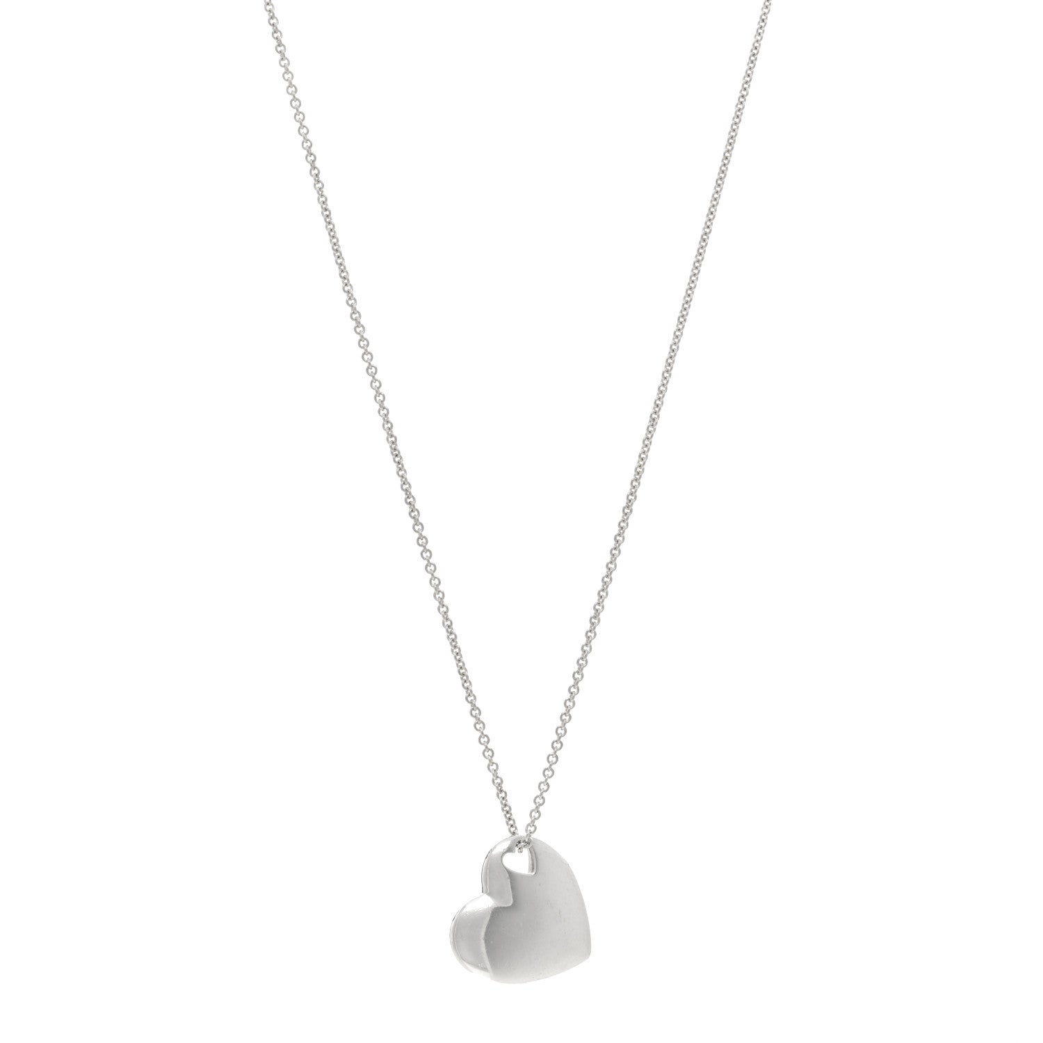 Tiffany Sterling Silver Puffed Heart Pendant Necklace 1 of 4