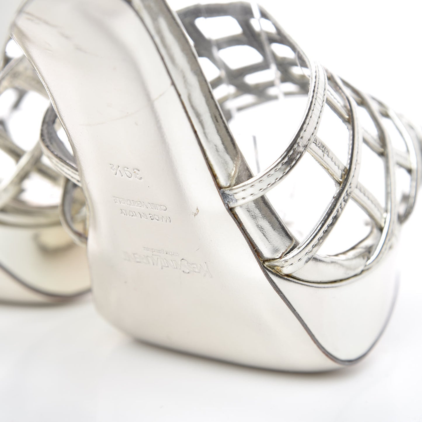 Metallic Paris 125 Platform Cage Sandals 39.5 Silver
