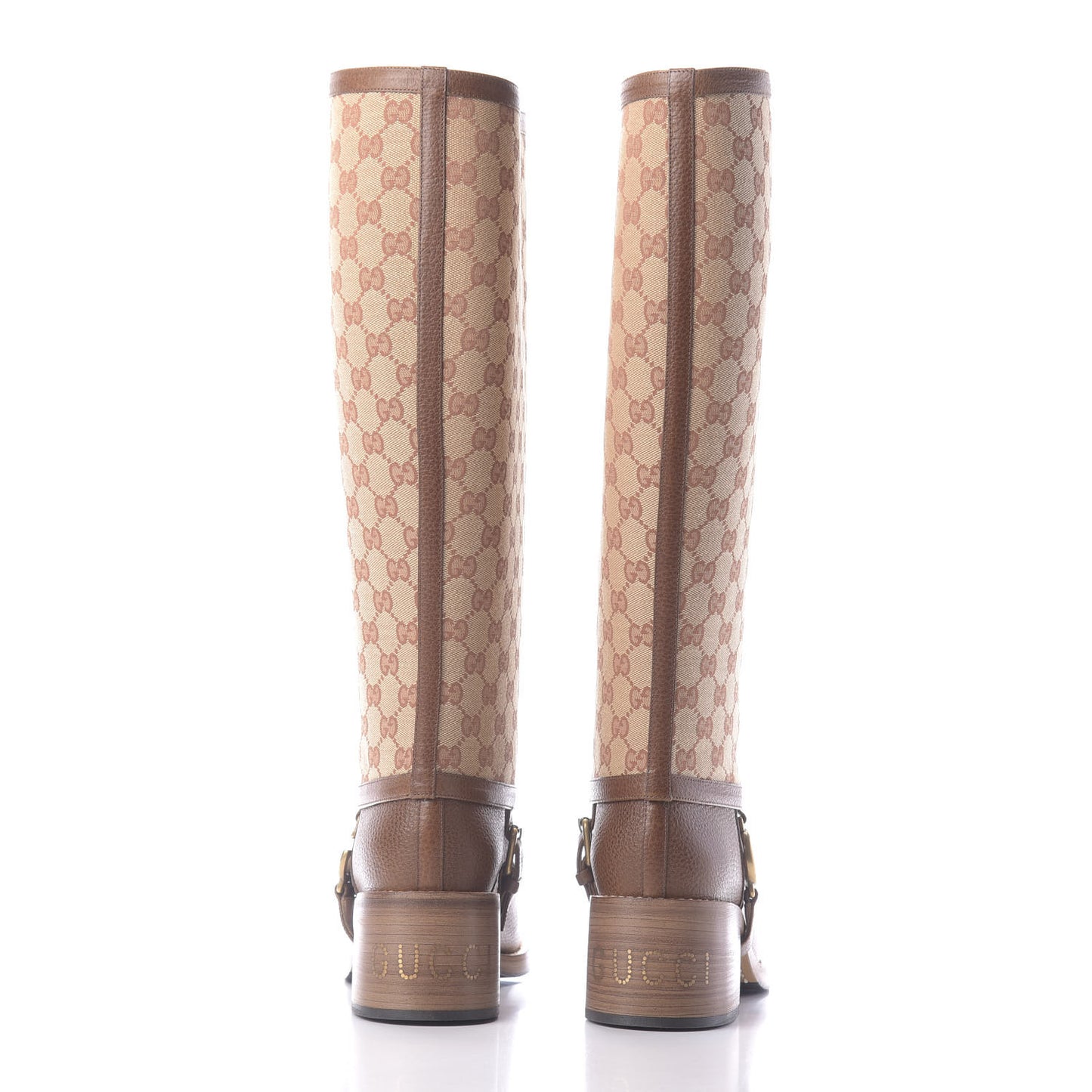GG Monogram Calfskin Lola Tall Boots 41 Beige Ruggine Cuir