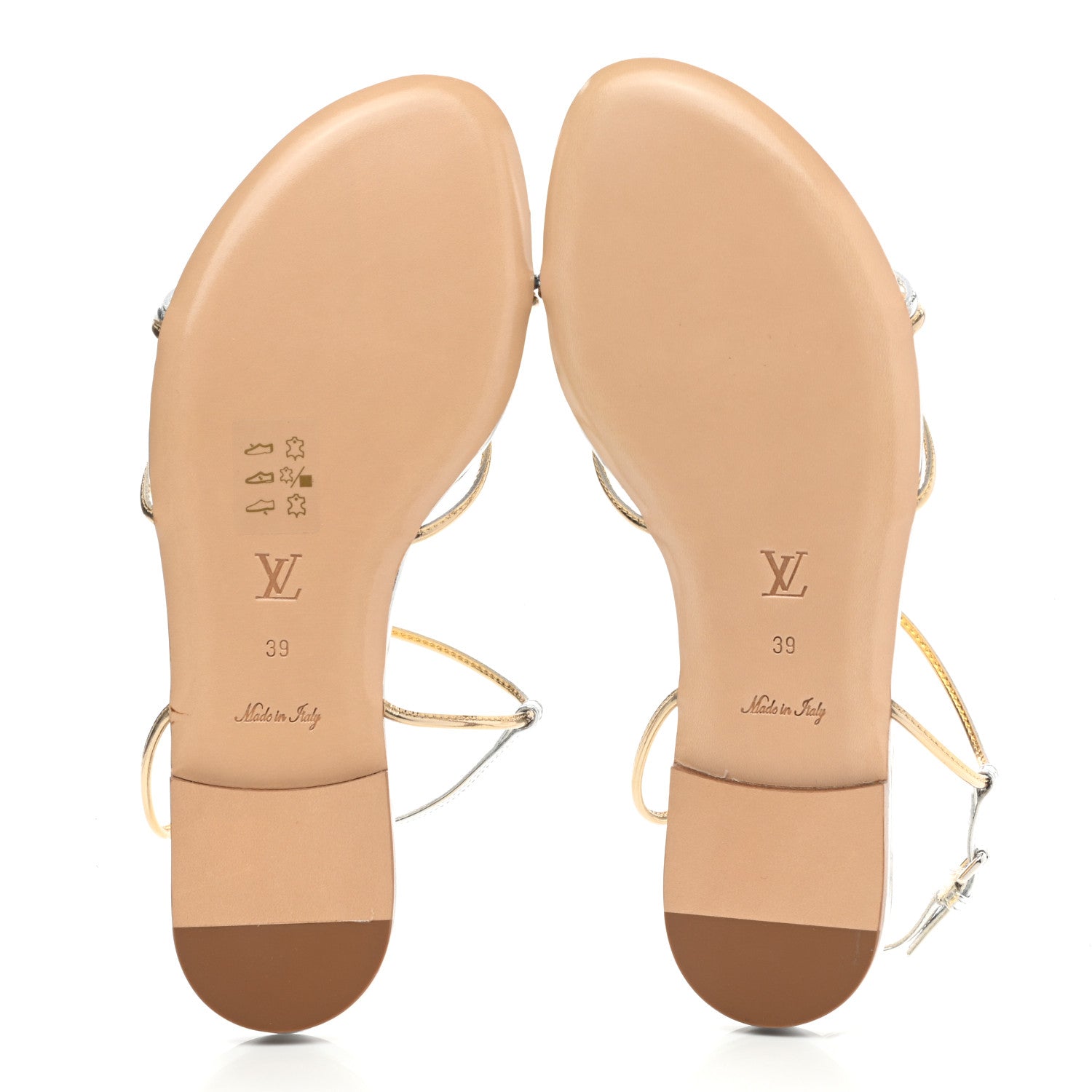 Louis Vuitton Metallic Calfskin Sunseeker Flat Sandals 39 Gold 5 of 7