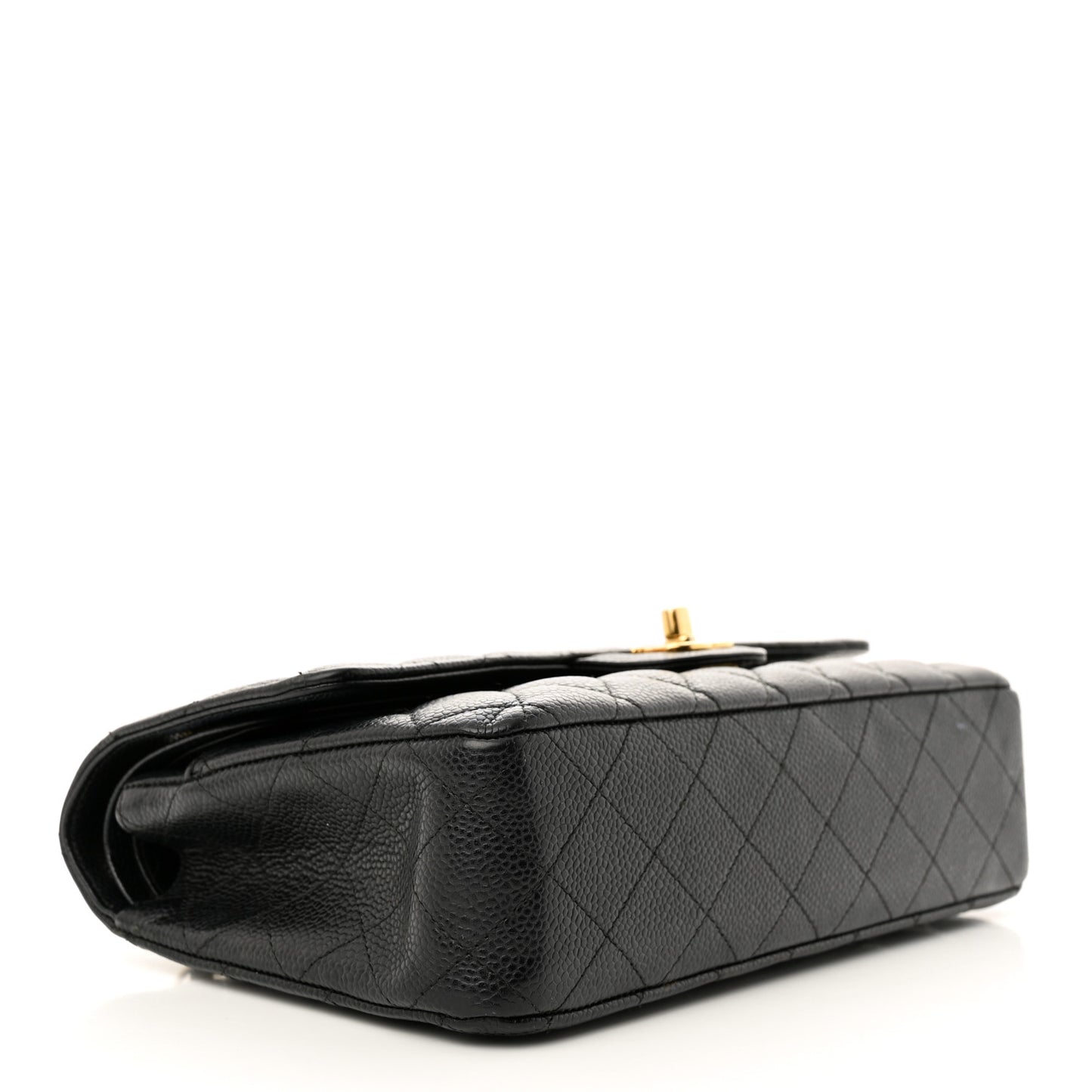 Caviar Quilted Medium Double Flap Black