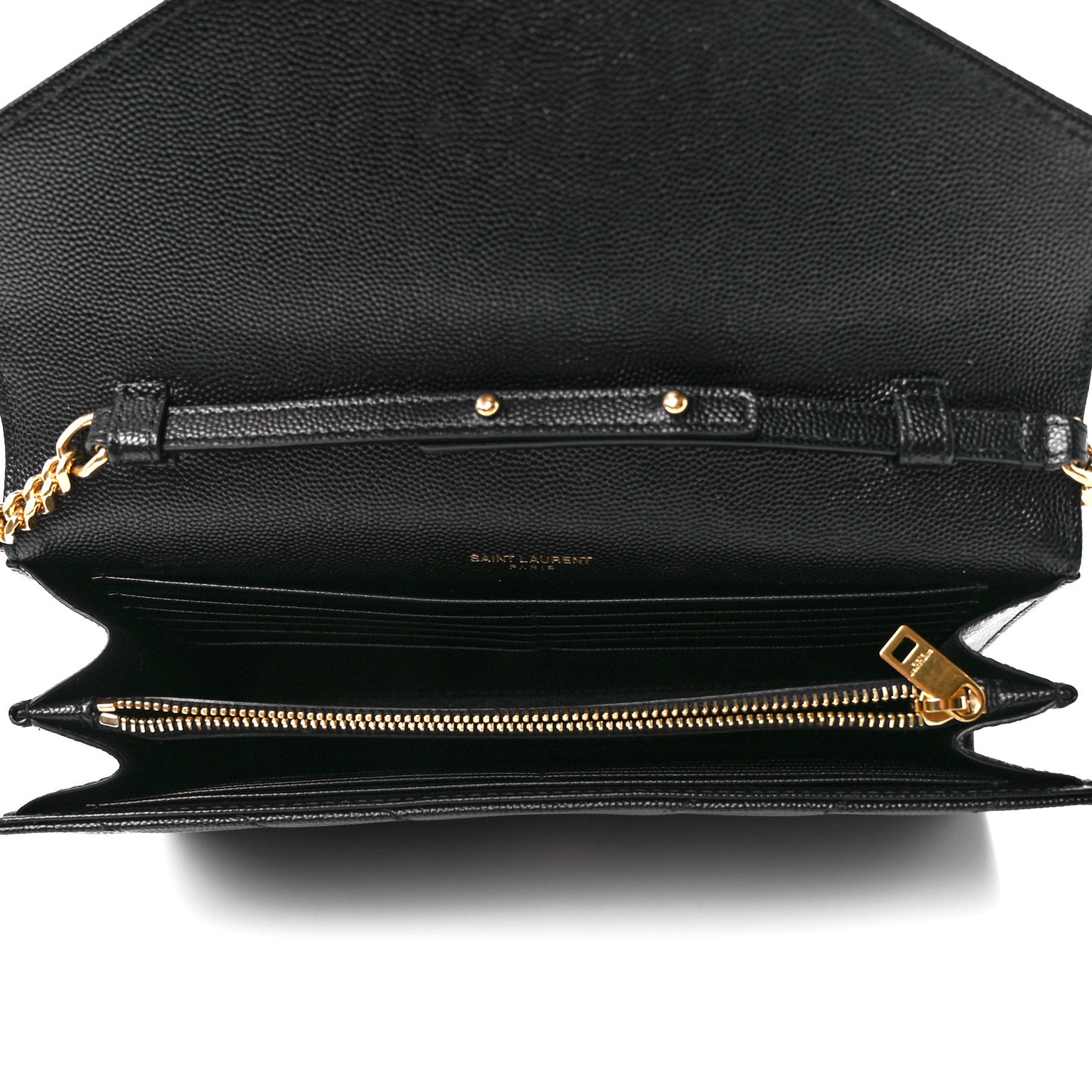 Grain De Poudre Matelasse Chevron Monogram Chain Wallet Black