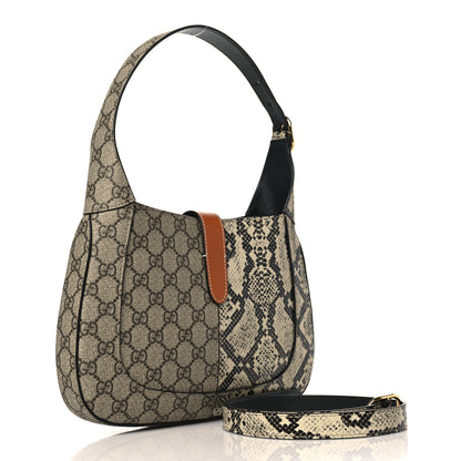Gucci GG Supreme Monogram Snakeskin Small Jackie 1961 Hobo Beige Ebony 2 of 10