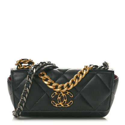 Chanel Goatskin Quilted Chanel 19 Glasses Case With Chain Black 1 of 10