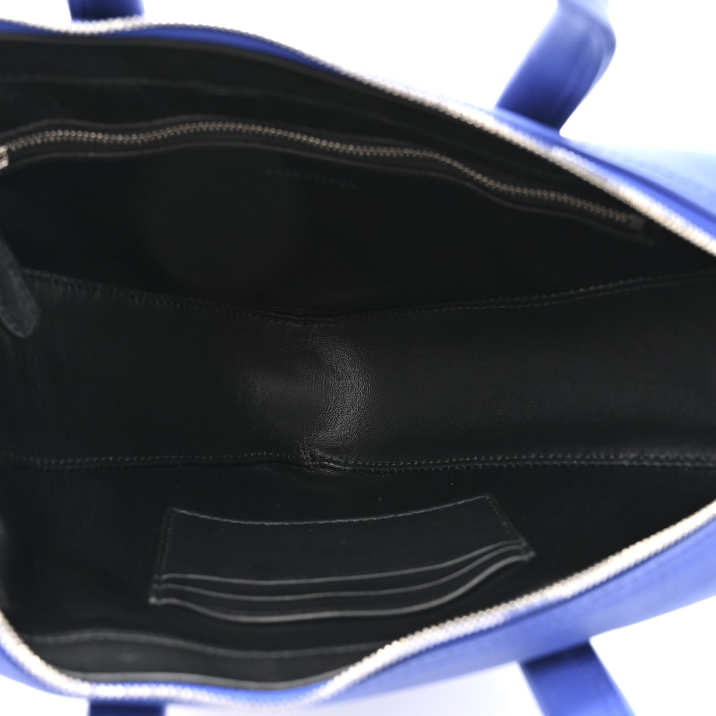 Shiny Day Calfskin Logo XS Triangle Duffle Bleu Roi White