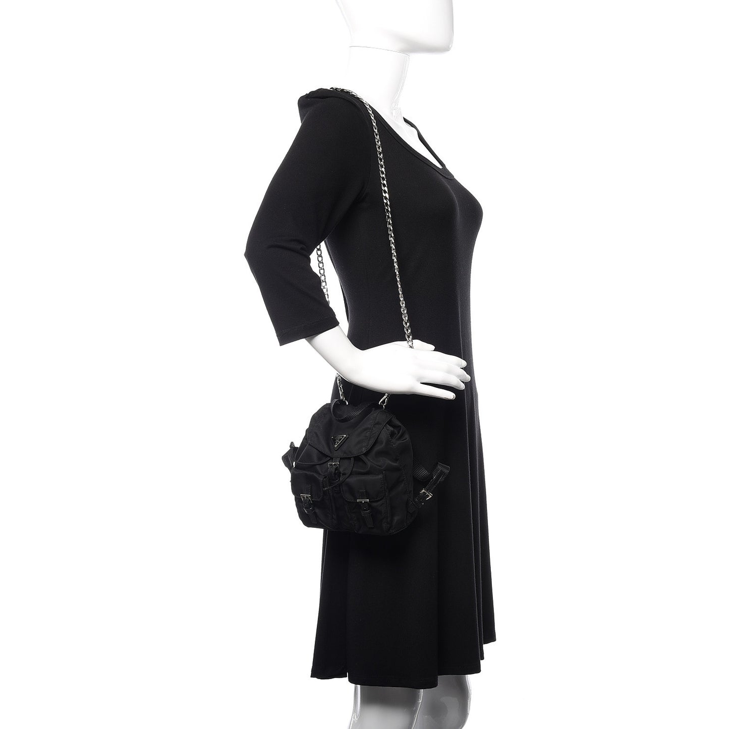 Nylon Vela Mini Crossbody Backpack Black