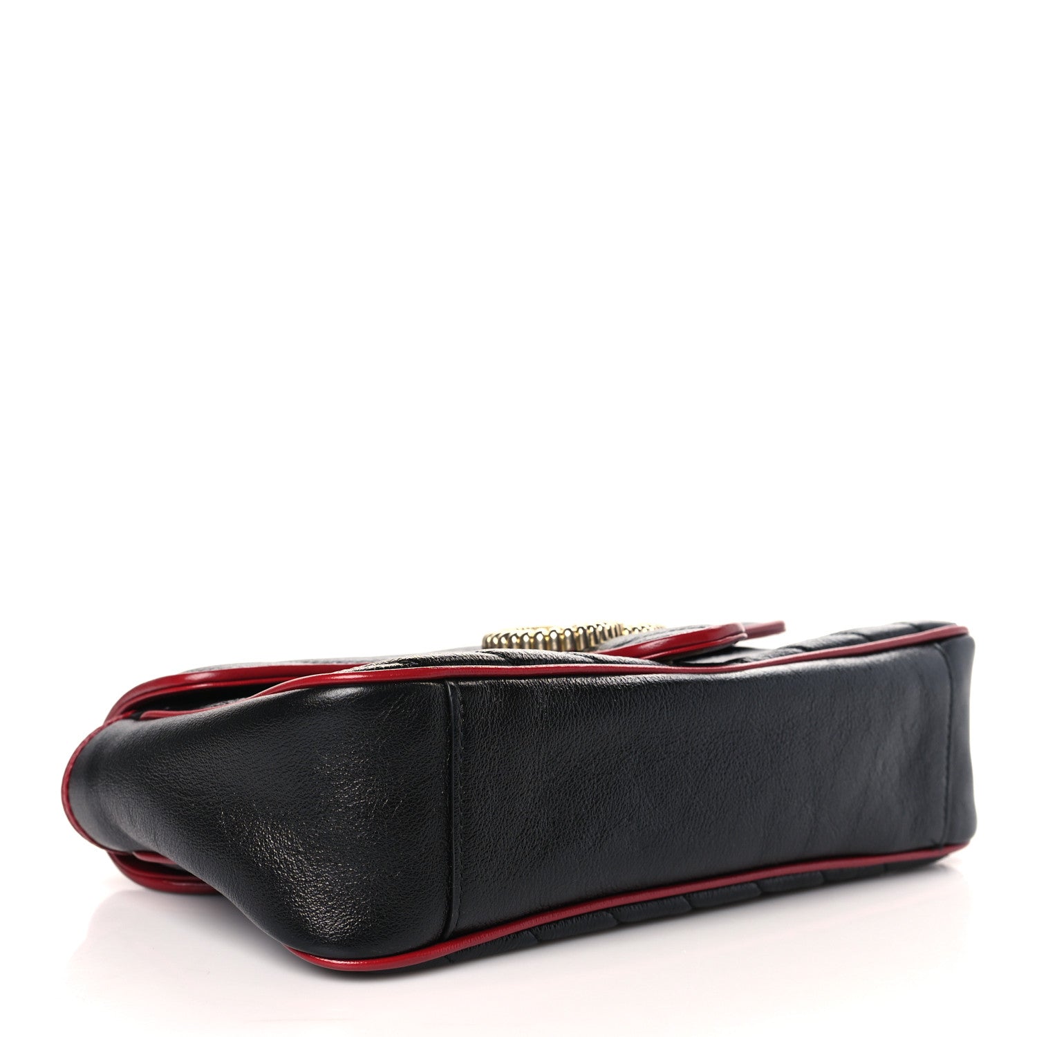 Gucci Vintage Effect Calfskin Matelasse Diagonal Small Torchon GG Marmont Shoulder Bag Black Romantic Cherry 4 of 9