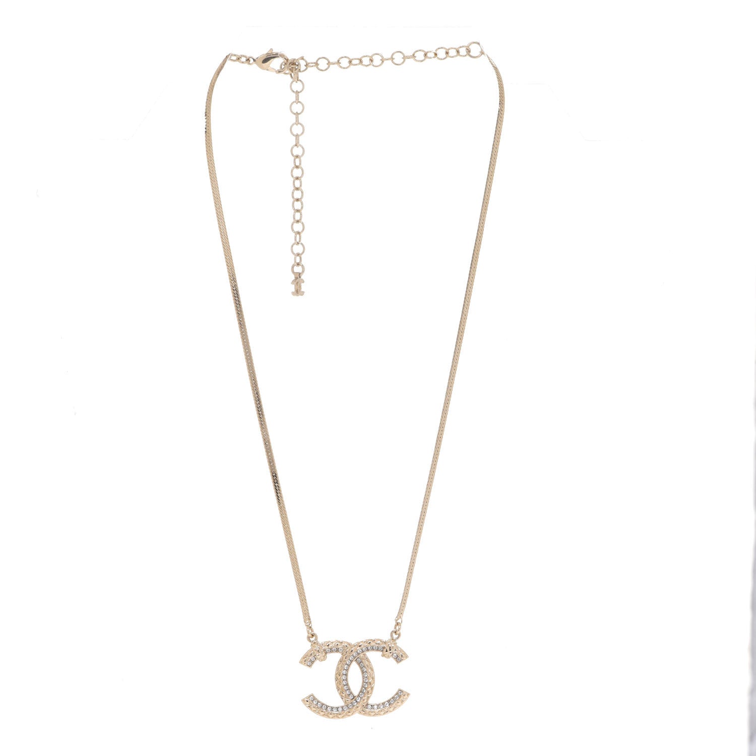 Chanel Crystal CC Chain Necklace Gold 3 of 6