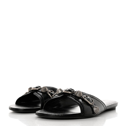 Balenciaga Agneau Arena Cagole Flat Slide Sandals 39 Black 3 of 9