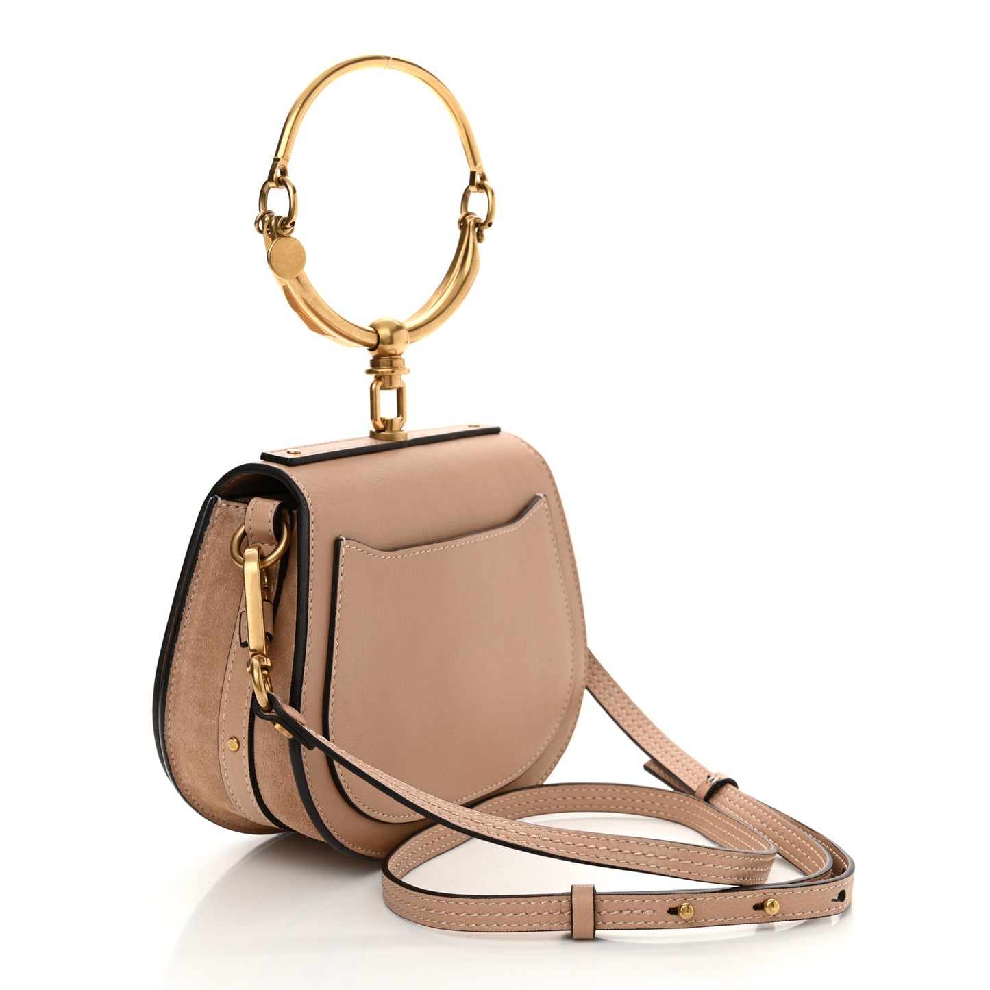 Calfskin Suede Small Nile Bracelet Bag Biscotti Beige