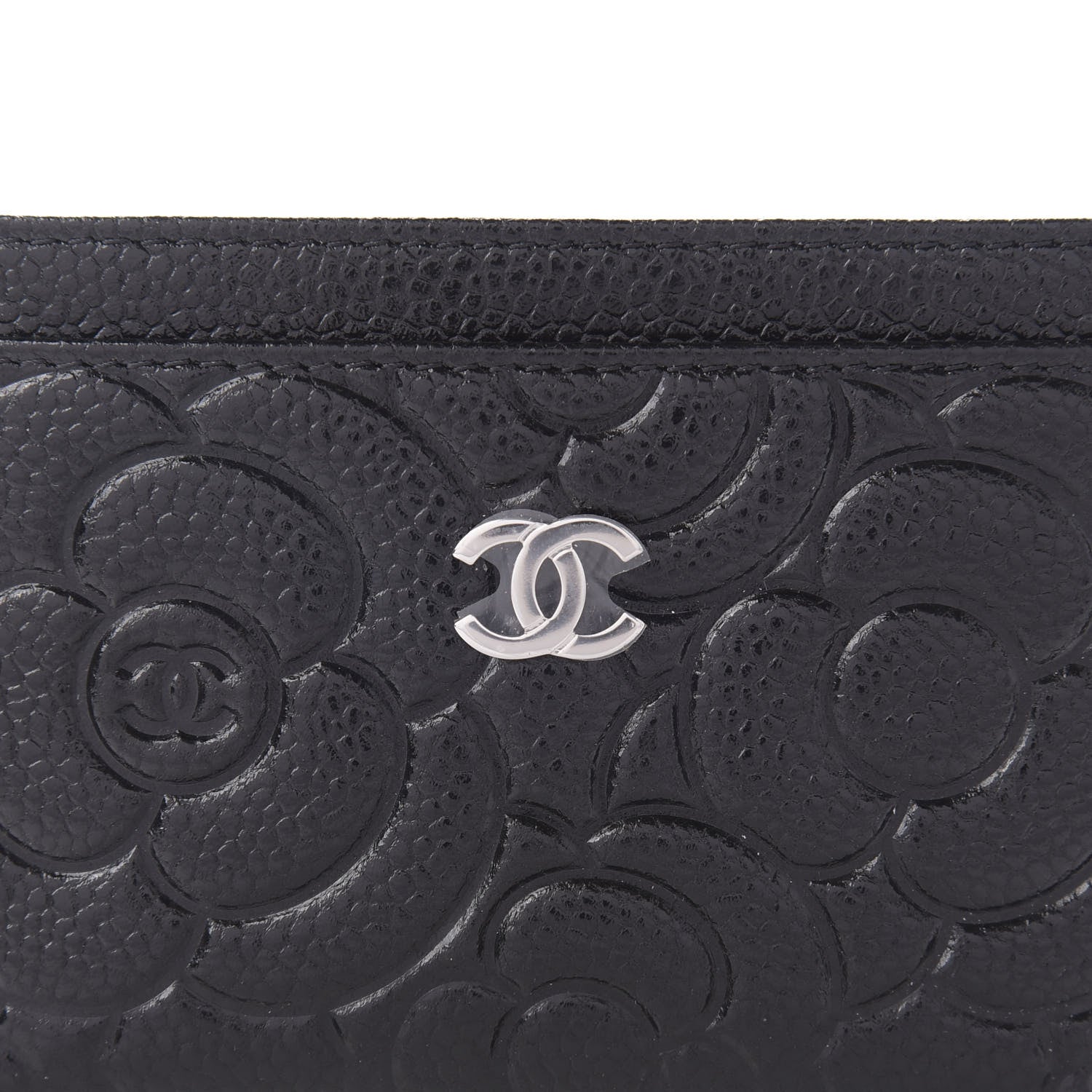 Chanel Caviar Camellia Embossed Card Holder Black 9 of 9