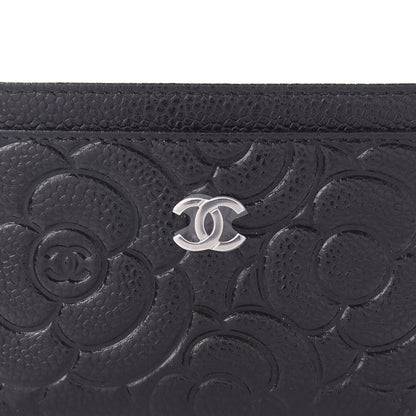 Chanel Caviar Camellia Embossed Card Holder Black 9 of 9