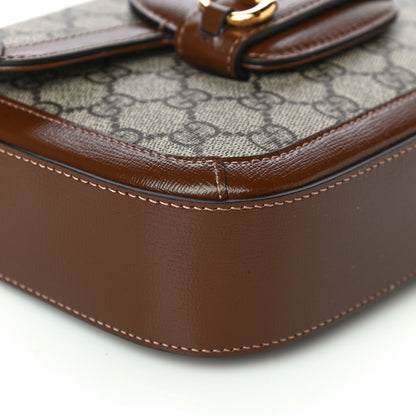 Gucci GG Supreme Monogram Web Mini Horsebit 1955 Shoulder Bag Beige Brown Sugar 11 of 12