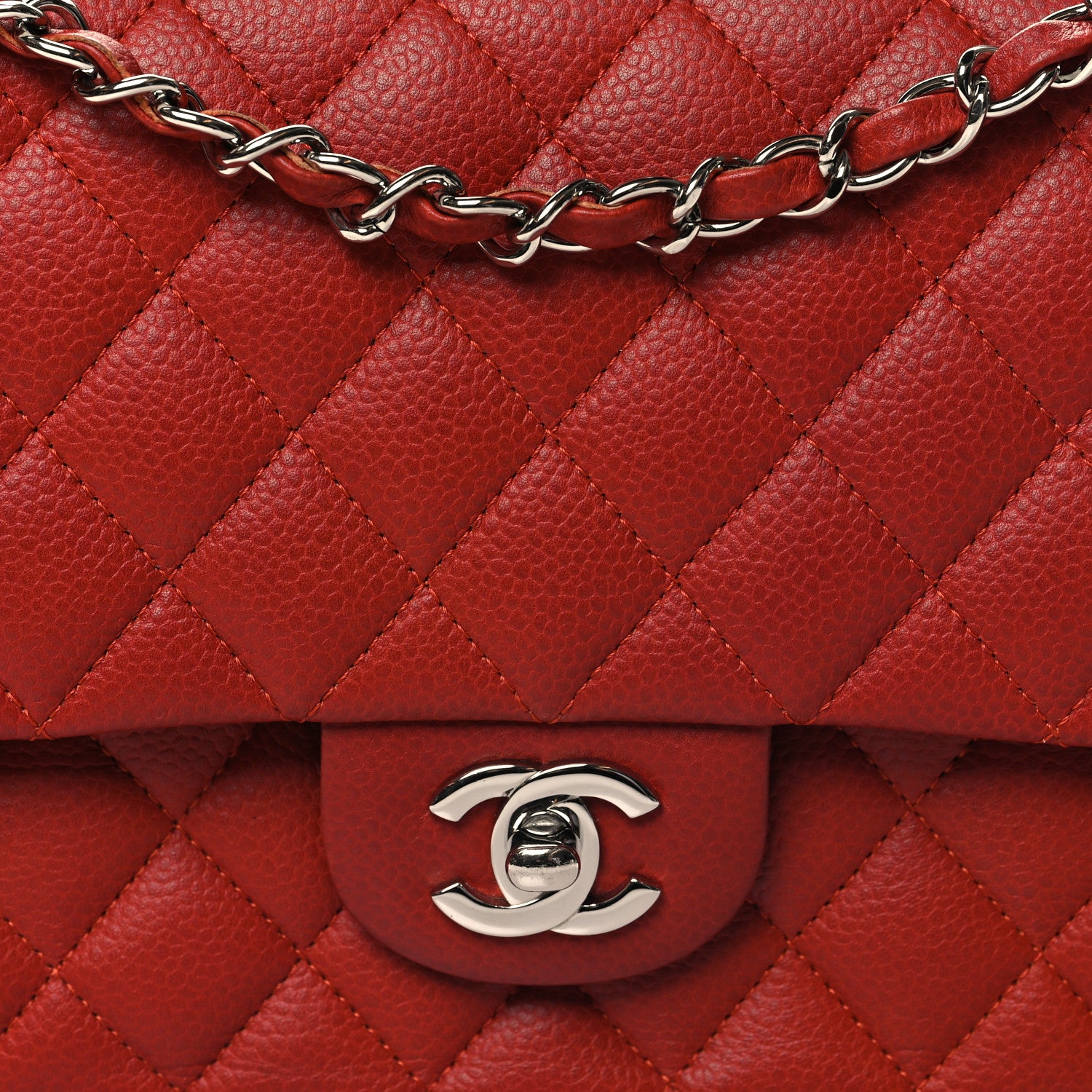 Chanel Caviar Quilted Medium Double Flap Dark Red 8 of 10