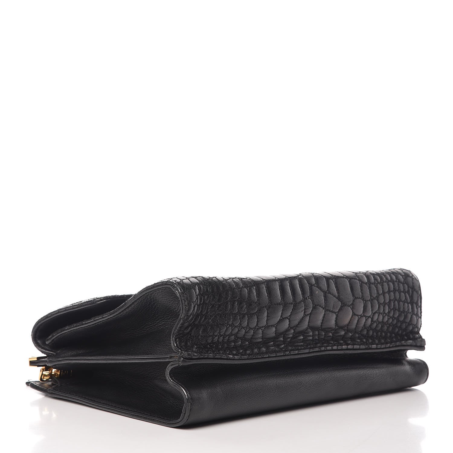 Fendi Nappa Calfskin Crocodile Trapuntata Demi Jour Shoulder Bag Black 4 of 19