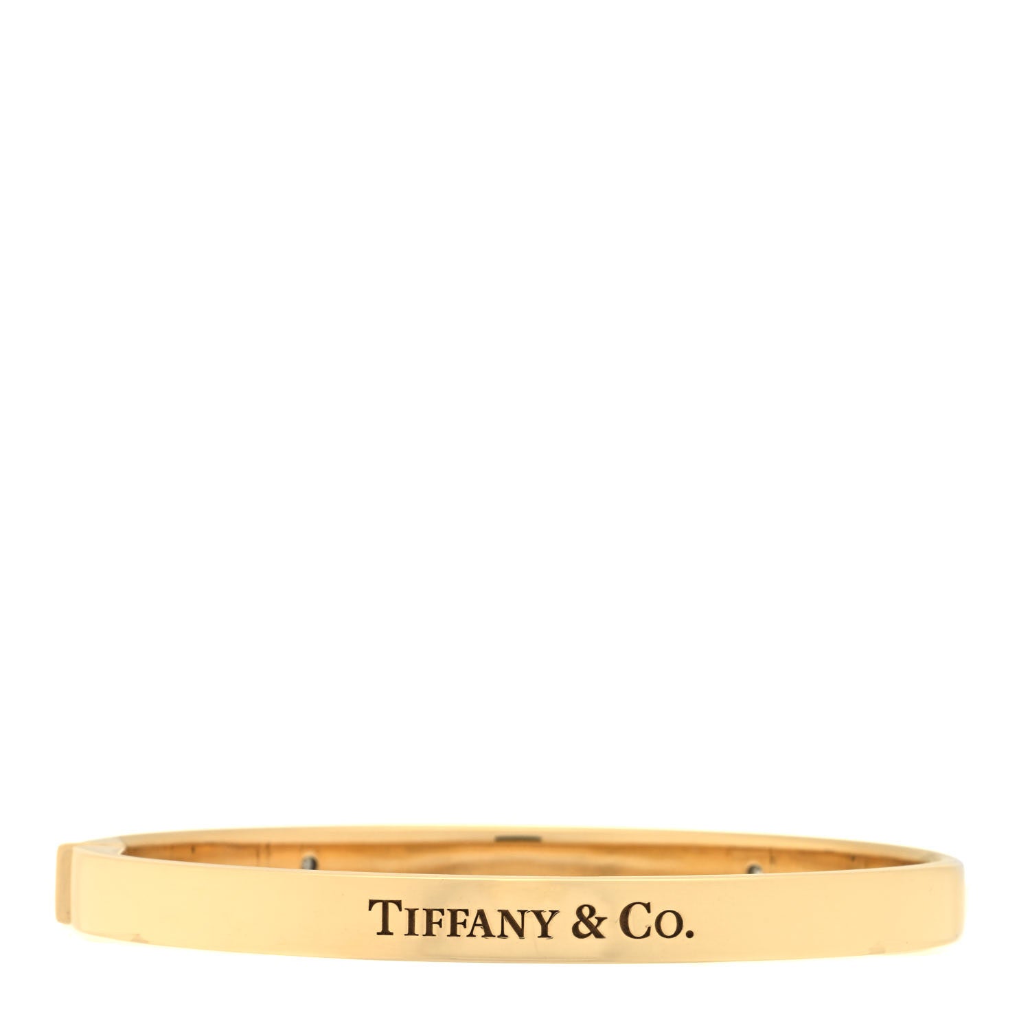 Tiffany 18K Yellow Gold Diamond Hinged Bangle Bracelet 2 of 4