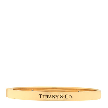 Tiffany 18K Yellow Gold Diamond Hinged Bangle Bracelet 2 of 4