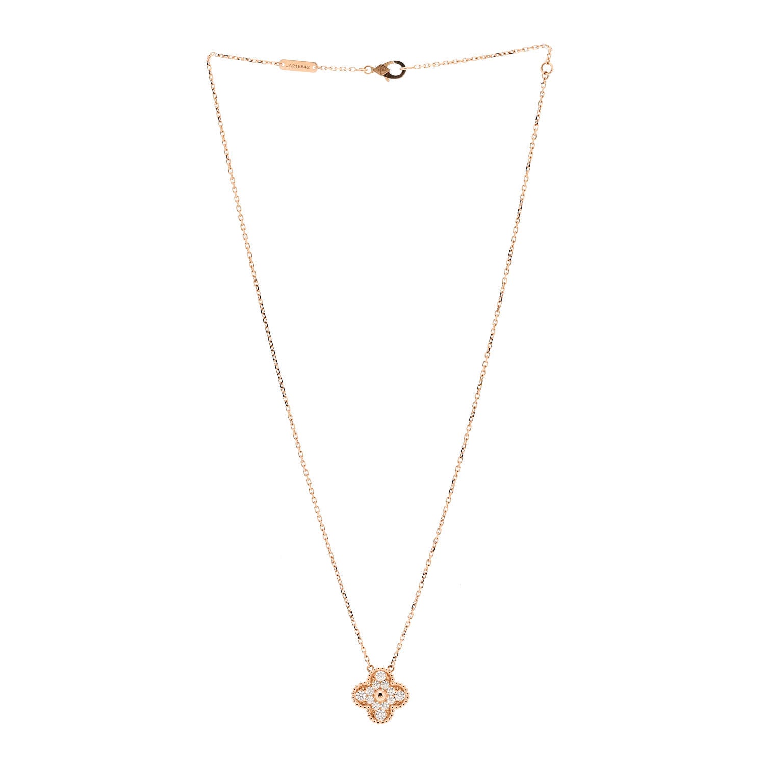 Van Cleef & Arpels 18K Rose Gold Diamond Vintage Alhambra Pendant Necklace 3 of 6