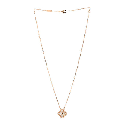 Van Cleef & Arpels 18K Rose Gold Diamond Vintage Alhambra Pendant Necklace 3 of 6