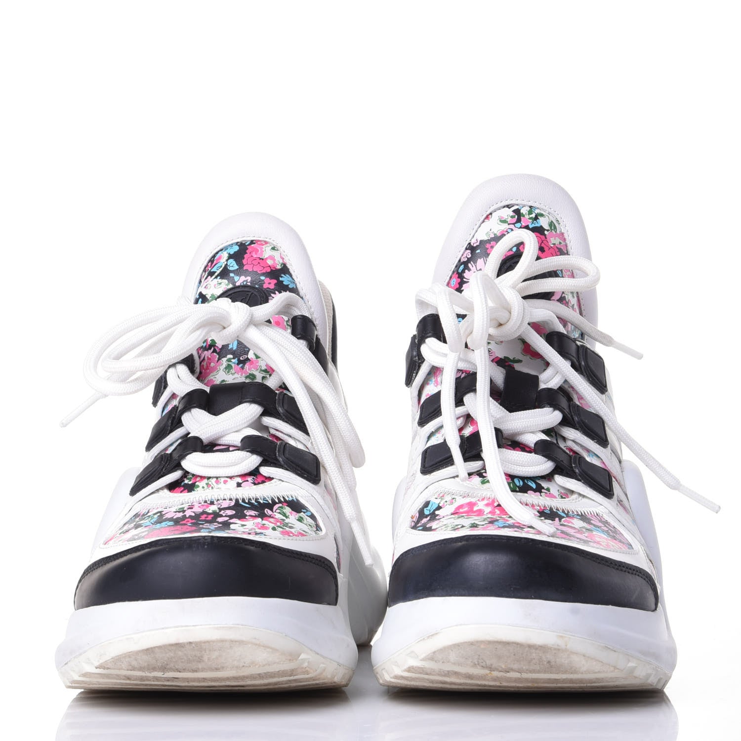 Louis Vuitton Flower Printed Calfskin Monogram LV Archlight Sneakers 37 Black Rose 2 of 10