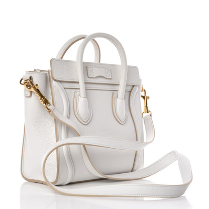 Celine Drummed Calfskin Nano Luggage White 3 of 10