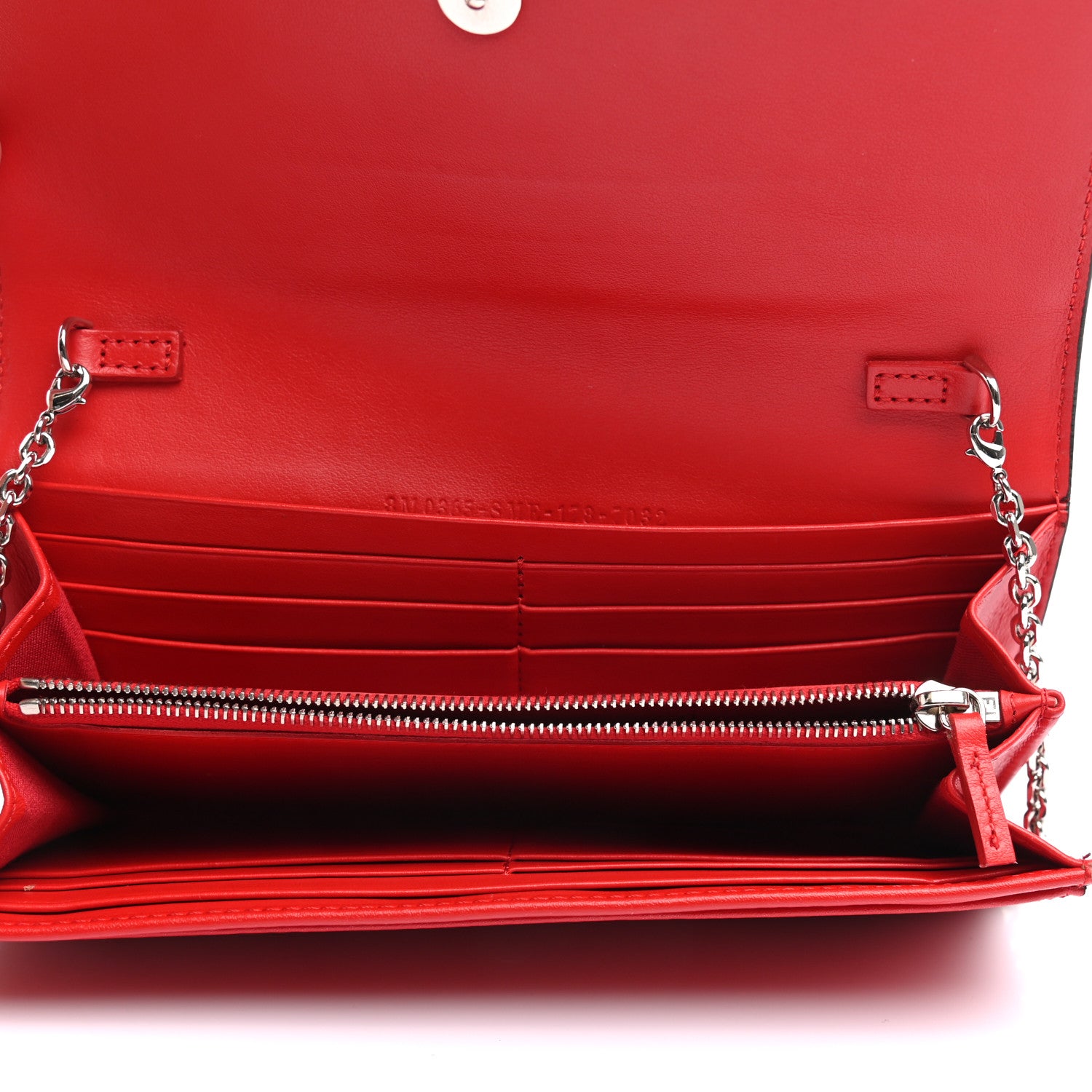 Fendi Vitello Liberty Century Lucido By The Way Continental Wallet On Chain Rosso 5 of 10