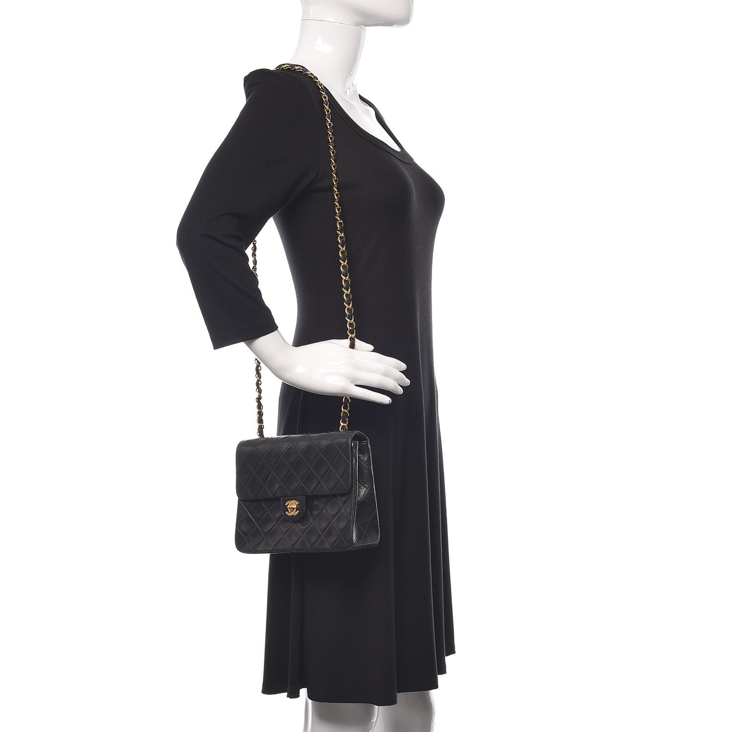 Lambskin Quilted Mini Square Flap Black