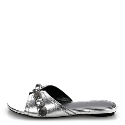 Balenciaga Metallic Arena Cagole Flat Slide Sandals 35.5 Silver 1 of 10