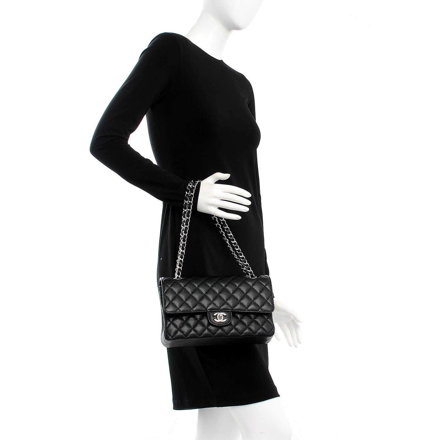 Chanel Caviar Quilted Medium Double Flap Black 2 of 8