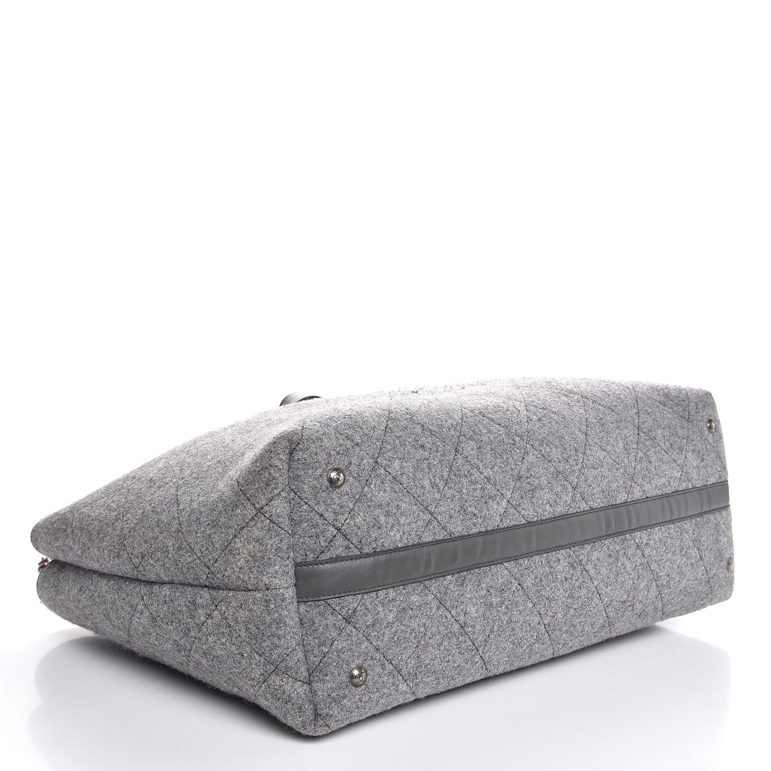 Chanel Wool Quilted Large Shopping Tote Grey 5 of 8
