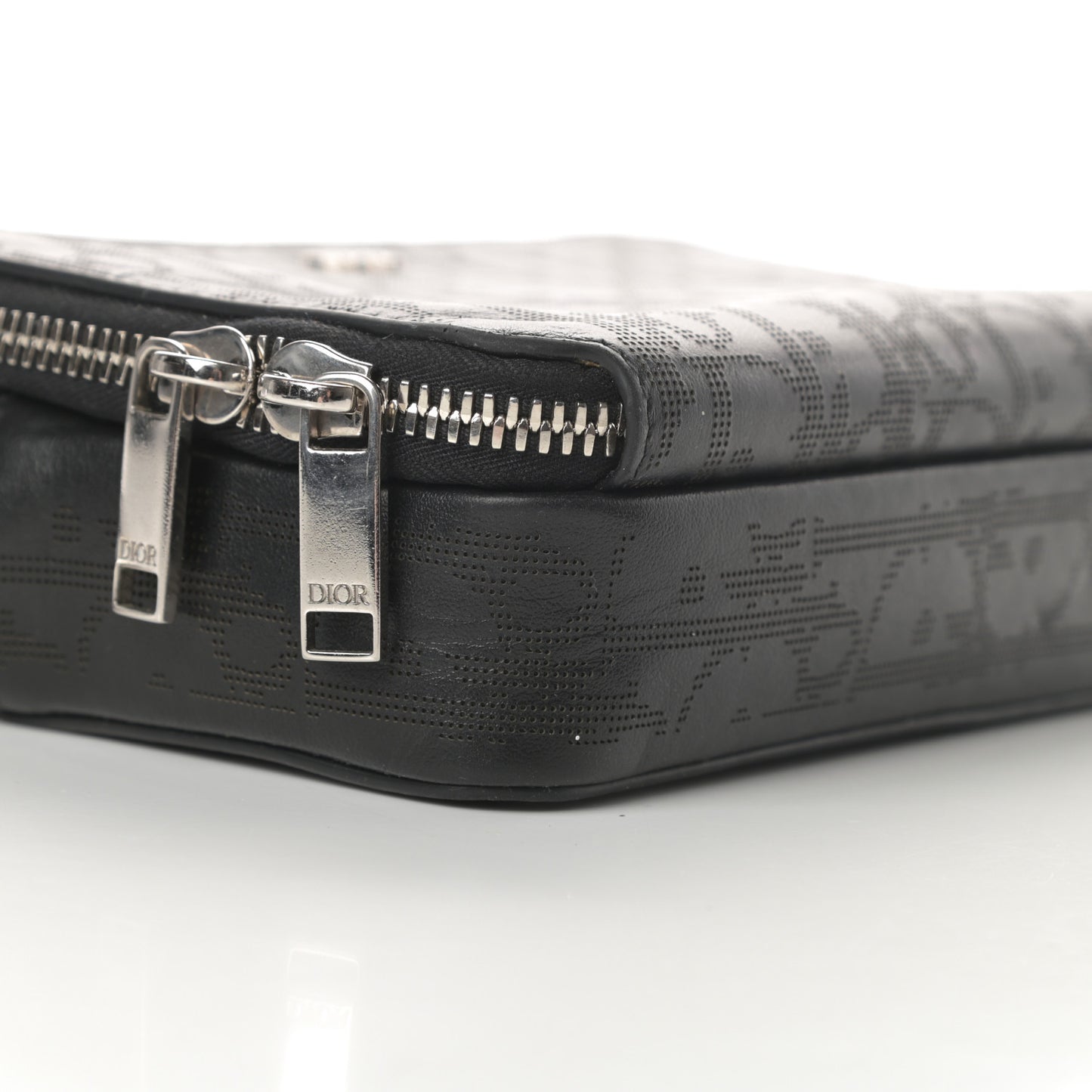 Calfskin Oblique Galaxy Perforated Messenger Black Multicolor