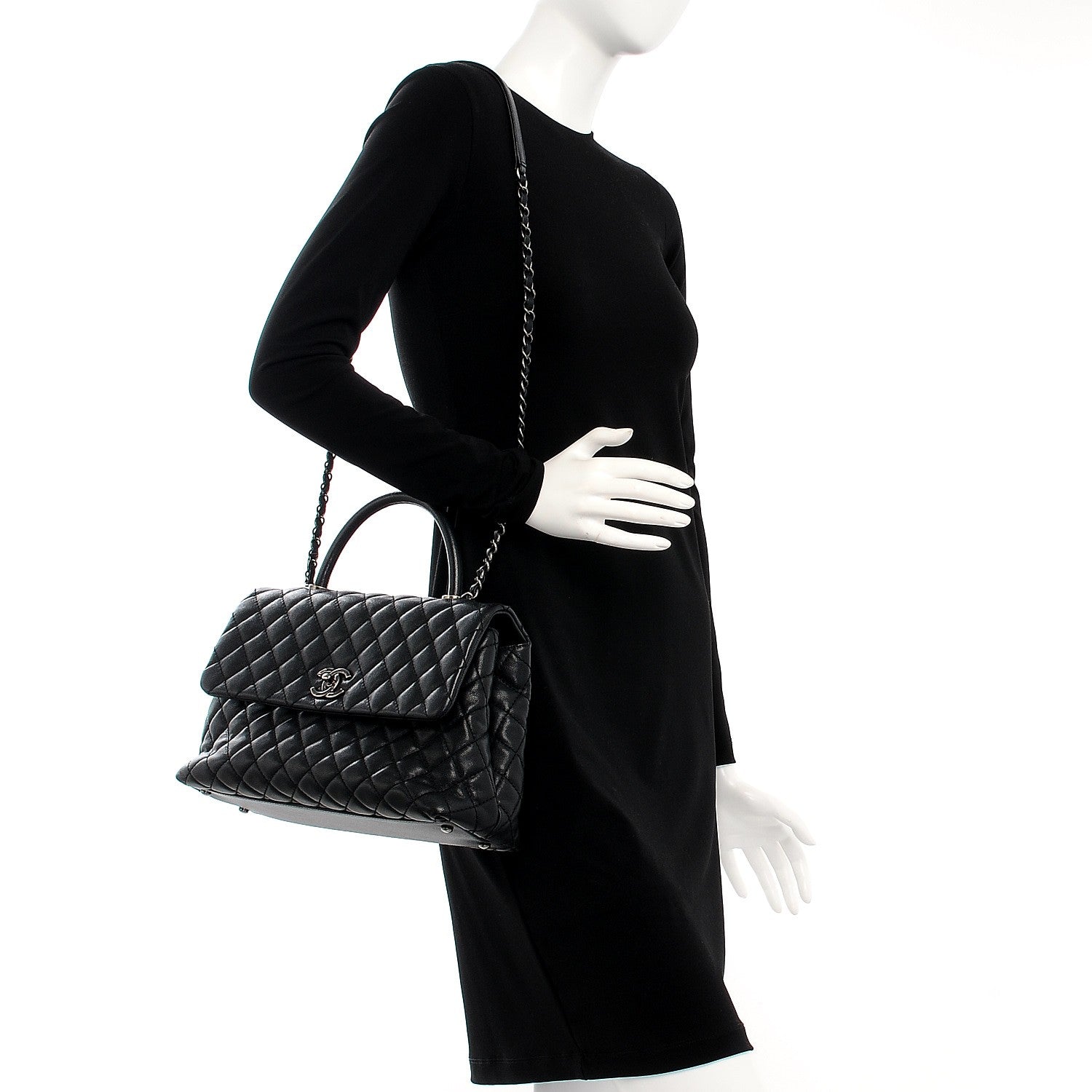 Chanel Caviar Quilted Medium Coco Handle Flap Black 2 of 7