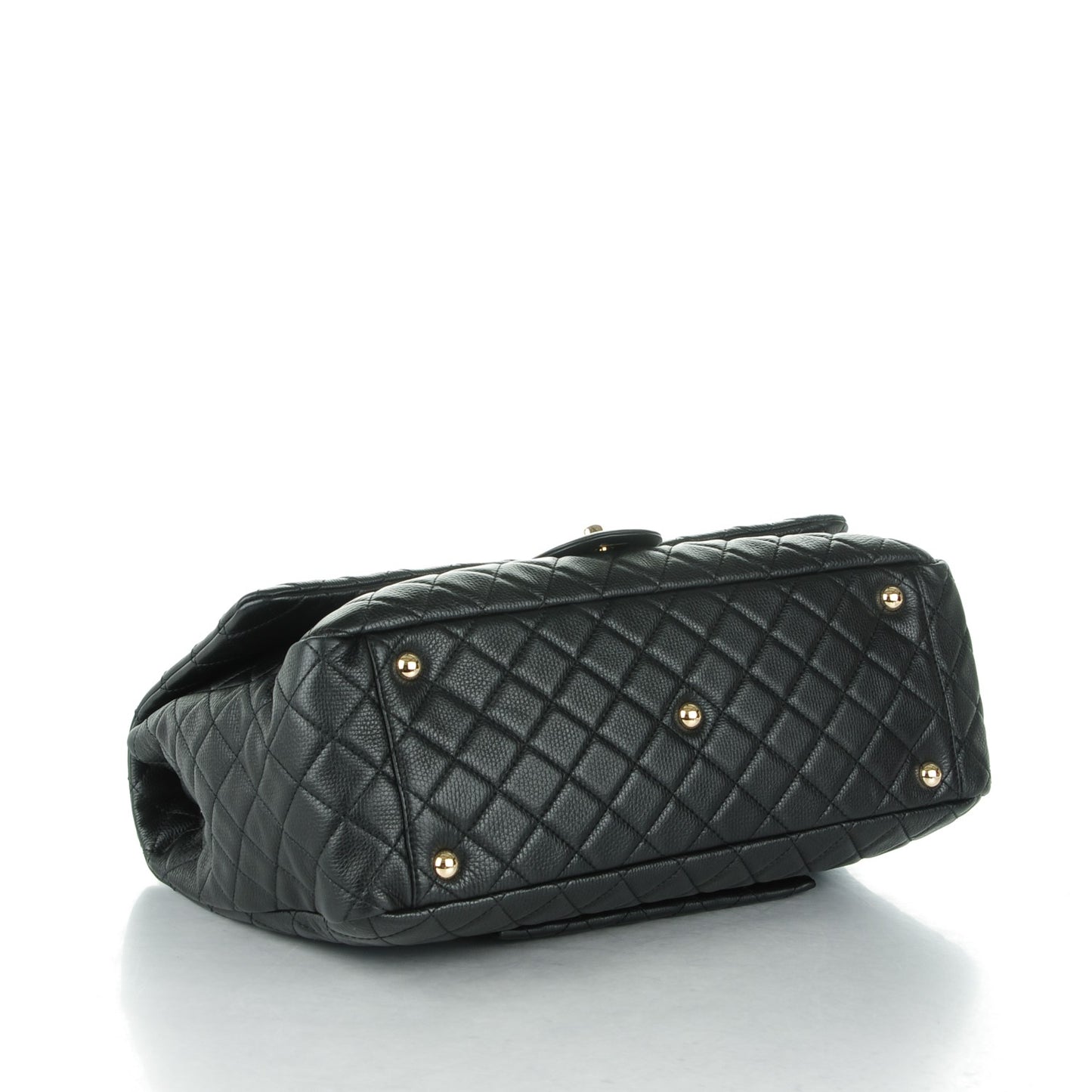 Calfskin Quilted XXL Travel Flap Bag Black